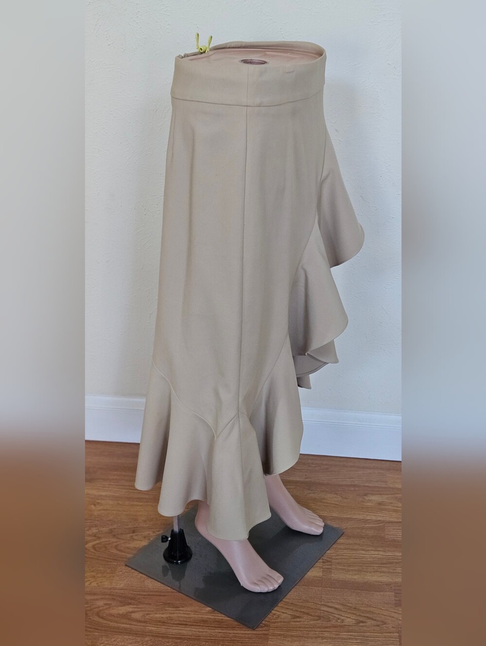 Asymmetrical Ruffle High-Low Skirt in Beige - Picture 3 of 4